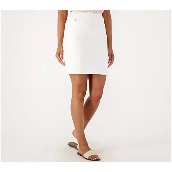 Quacker Factory Dream Jeannes 5 Pocket Skort White 3X  A602066 - Picture 1 of 2